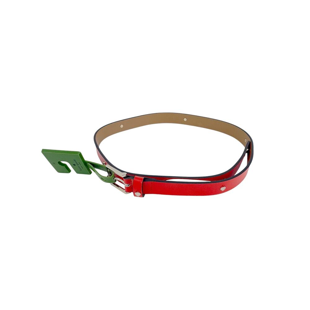 KATE SPADE New York Spade Stud Leather Belt in Maraschino M - Picture 3 of 7